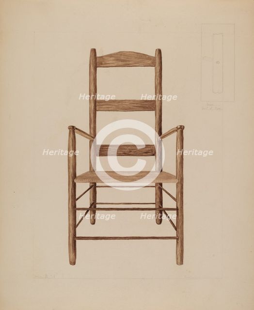 Rush Bottom Chair, c. 1937. Creator: Henry Meyers.