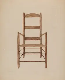 Rush Bottom Chair, c. 1937. Creator: Henry Meyers