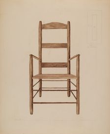 Rush Bottom Chair, c. 1937. Creator: Henry Meyers