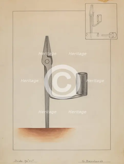 Rush Burner Candle Holder, c. 1936. Creator: Gerald Bernhardt.