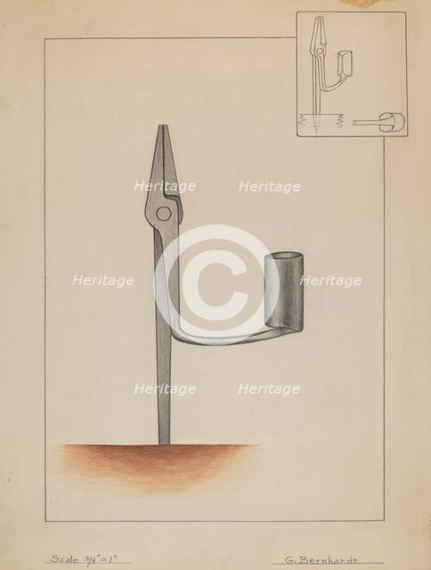 Rush Burner Candle Holder, c. 1936. Creator: Gerald Bernhardt.