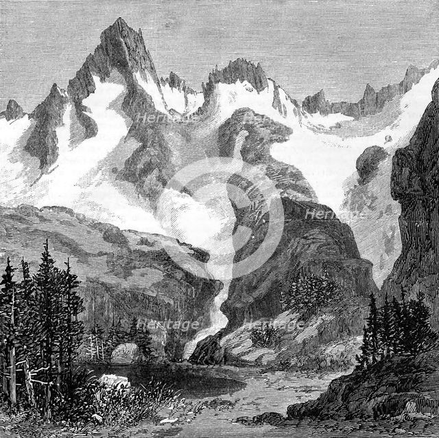 Rush Creek Glacier, on the eastern slopes of the Sierra Nevada, California, USA, 1875. Artist: Unknown