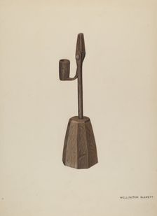 Rush Holder with Candle Socket, c. 1937. Creator: Wellington Blewett