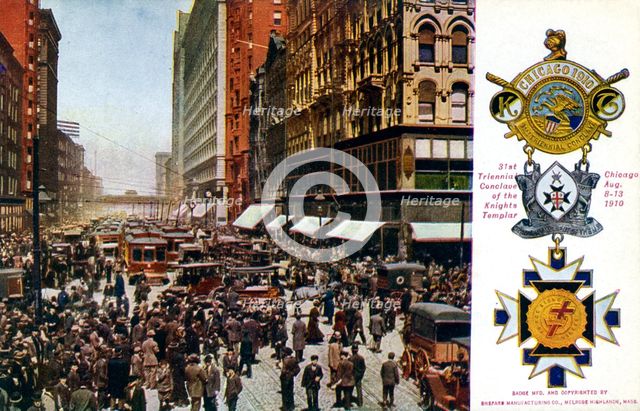 Rush hour scene on a street in Chicago, Illinois, 1910. Artist: Unknown