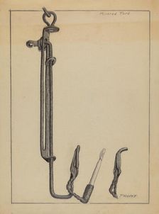 Rush Light and Candle, c. 1937. Creator: Mildred Ford