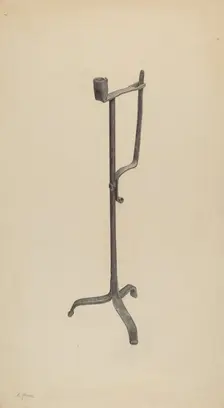 Rush Light and Candle Holder, c. 1938. Creator: Benjamin Resnick