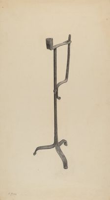 Rush Light and Candle Holder, c. 1938. Creator: Benjamin Resnick