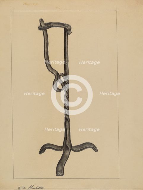 Rush Light Holder, c. 1937. Creator: Milton Grubstein.
