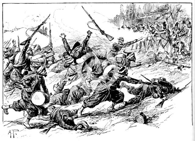 Rushing With Horrid Yells They Seized The Hill, 1902. Artist: AP.