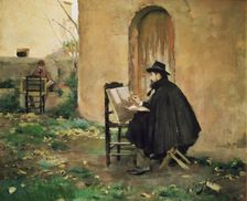 Rusiñol and Casas Painting oil, 1890 signed by the two artists