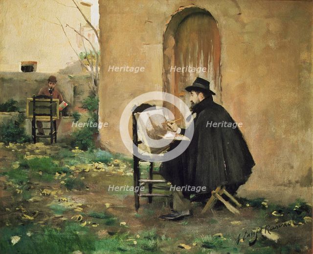  'Rusiñol and Casas Painting', oil, 1890 signed by the two artists.
