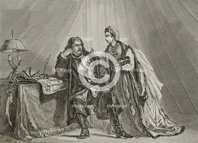 Russo-Turkish War: Catherine the Great suggests that husband Peter III surrender to the Turks, 1839. Creator: Augustin François Lemaitre.