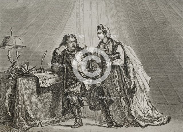 Russo-Turkish War: Catherine the Great suggests that husband Peter III surrender to the Turks, 1839. Creator: Augustin François Lemaitre.