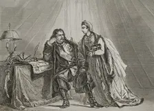 Russo-Turkish War: Catherine the Great suggests that husband Peter III surrender to the Turks, 1839. Creator: Augustin François Lemaitre