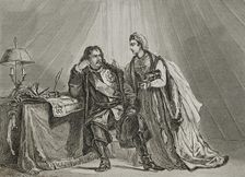 Russo-Turkish War: Catherine the Great suggests that husband Peter III surrender to the Turks, 1839. Creator: Augustin François Lemaitre