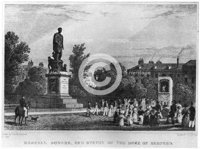 Russell Square and the statue of the Duke of Bedford, London, 19th century (1907). Artist: Unknown