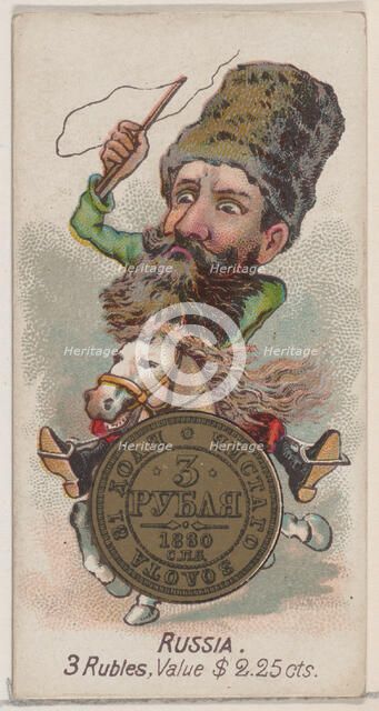 Russia, 3 Rubles, from the series Coins of All Nations (N72, variation 1) for Duke brand c..., 1889. Creator: Unknown.