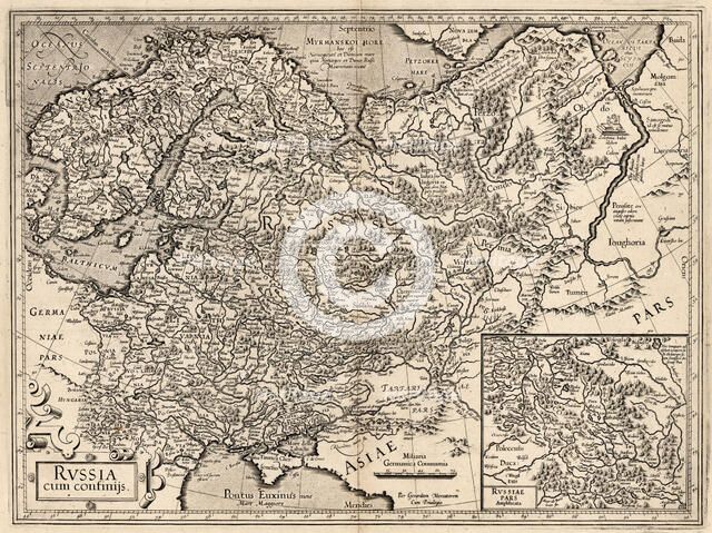 Russia cum Confinijs. Map of Russia, 1587. Creator: Mercator, Gerardus (1512-1594).