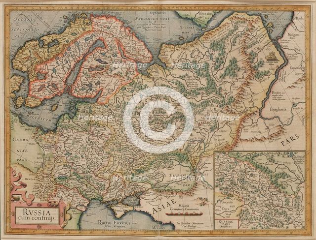 Russia cum Confinijs. Map of Russia, ca 1595.