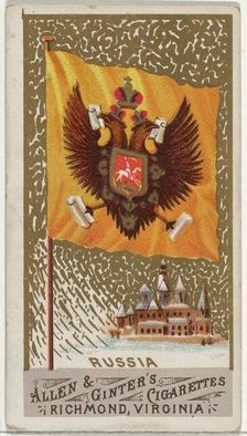 Russia, from Flags of All Nations, Series 1 (N9) for Allen & Ginter Cigarettes Brands, 1887. Creator: Allen & Ginter