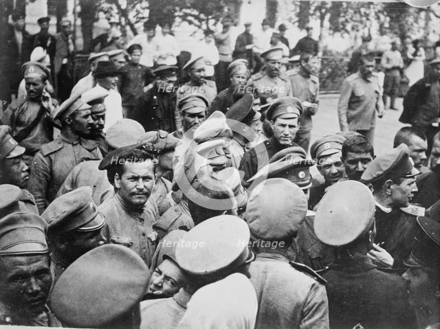 Russian troops at railroad station, between c1915 and c1920. Creator: Bain News Service.