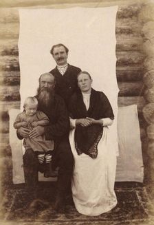 Russian Traders in Uriankhai Territory. The Cossack S. F. Skobeev with Family (Son and Wife), 1897. Creator: Unknown