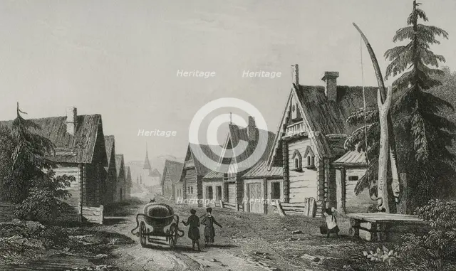 Russian village, 1839. Creator: Augustin François Lemaitre.