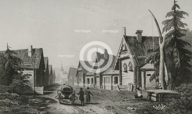 Russian village, 1839. Creator: Augustin François Lemaitre.