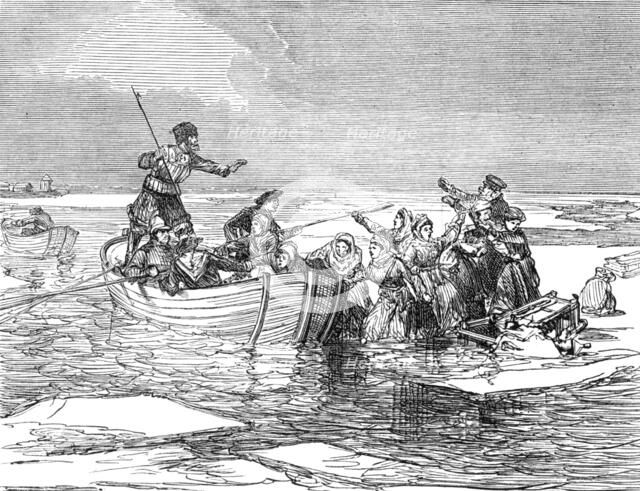 Russian villagers on floating ice, 1874. Creator: Unknown.