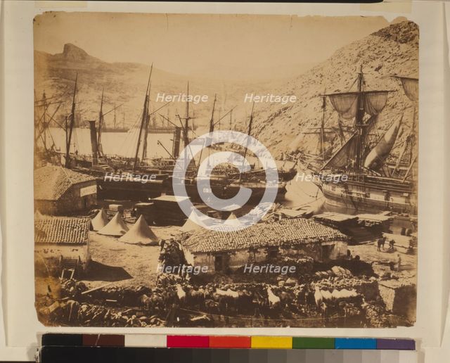 Russian Warships in the Cossack Bay, Balaklava, ca 1855.