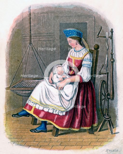 'Russian Woman with Baby', 1809.Artist: W Dickes