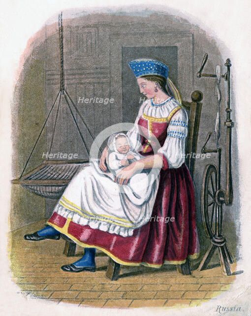 'Russian Woman with Baby', 1809.Artist: W Dickes