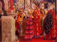 Russian Women of the 17th Century at Church 1899, (1965). Creator: Andrey Ryabushkin