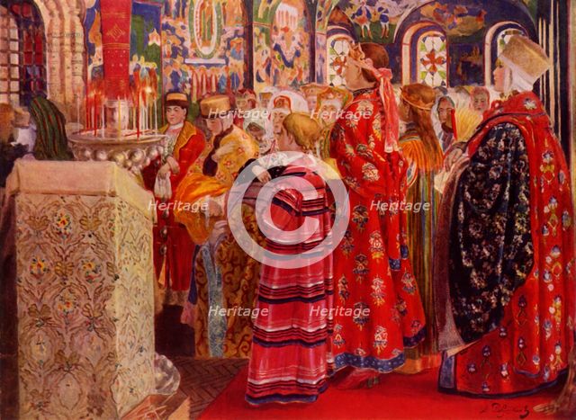 'Russian Women of the 17th Century at Church', 1899, (1965).  Creator: Andrey Ryabushkin.