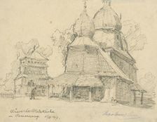 Russian Wooden Church, 1917. Creator: Elemír Halász-Hradil