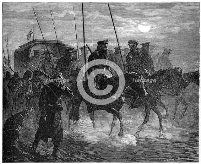 Russian wounded leaving Plevna, Russo-Turkish War, 1877-1878, (1900). Artist: Unknown