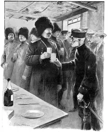Russian and Japanese generals sharing a toast, Russo-Japanese War 1904-5