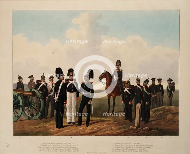 Russian Artillery Crews Ranks, 1845-1855. Artist: Anonymous  