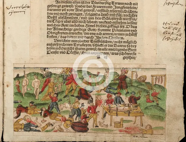 Russian atrocities in Livonia in 1578. From Johann Jakob Wick's Sammlung von Nachrichten.... Artist: Anonymous  