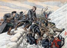 Russian attack on the Japanese trenches, Russo-Japanese War, 1904-5