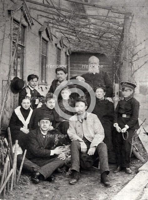 Russian author Anton Chekhov with family and friends, 1890. Artist: Unknown