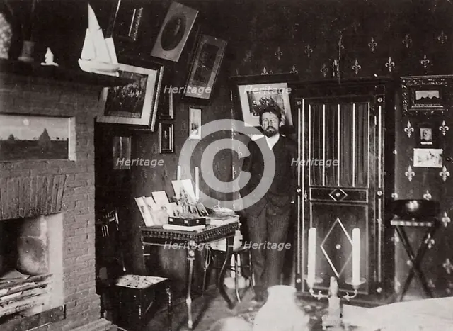 Russian author Anton Chekhov in his studio, Yalta, Crimea, Russia, 1901. Artist: Leonid Sredin