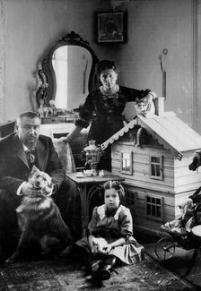 Russian author Alexander Kuprin at home with his family, Gatchina, Russia, early 20th century