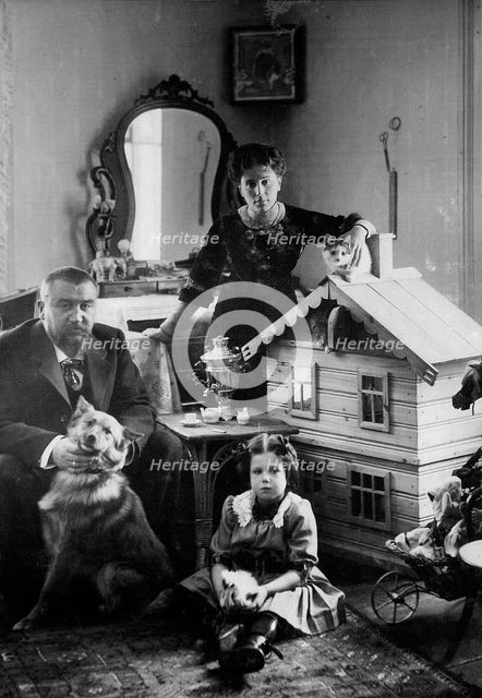 Russian author Alexander Kuprin at home with his family, Gatchina, Russia, early 20th century. Artist: Unknown