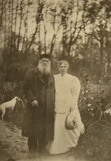Russian author Leo Tolstoy and his wife Sophia Tolstaya, Russia, 1895. Artist: Sophia Tolstaya