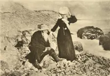 Russian author Leo Tolstoy and his wife Sophia by the Black Sea, Crimea, Russia, 1902. Artist: Sophia Tolstaya