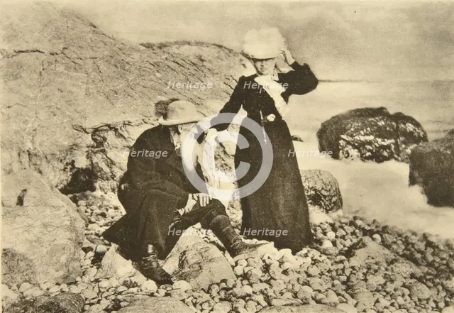 Russian author Leo Tolstoy and his wife Sophia by the Black Sea, Crimea, Russia, 1902. Artist: Sophia Tolstaya