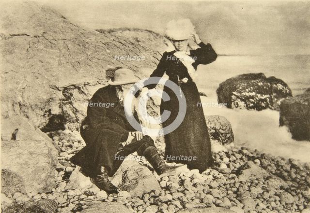Russian author Leo Tolstoy and his wife Sophia by the Black Sea, Crimea, Russia, 1902. Artist: Sophia Tolstaya