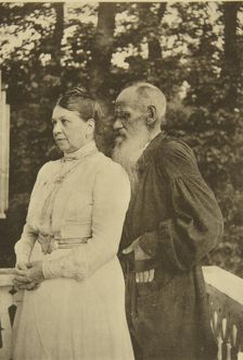 Russian author Leo Tolstoy and his wife, Sophia, Russia, 1890s. Artist: Sophia Tolstaya