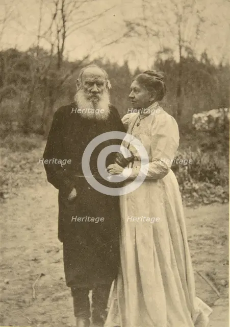Russian author Leo Tolstoy and his wife, Sophia, Russia, 23 September 1910.  Artist: Sophia Tolstaya